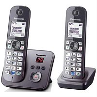 картинка Panasonic KX-TG6822RUM - Беспроводной телефон DECT (радиотелефон) с автоответчиком, цвет: серый мета от магазина Интерком-НН