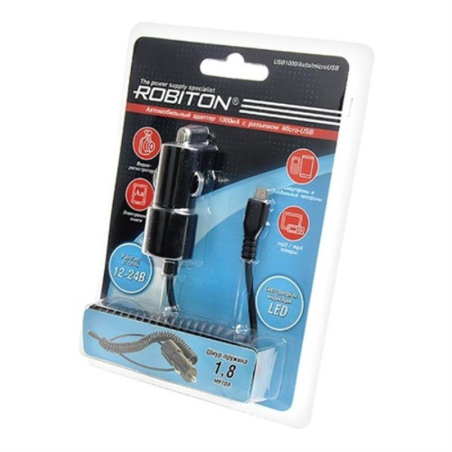 картинка Robiton USB1000/Auto/microUSB Автомобильный блок питания 1.8м от магазина Интерком-НН