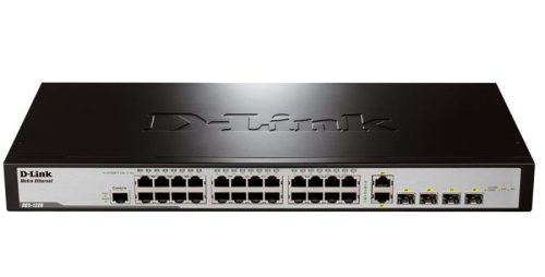 картинка D-Link DES-1228/ME Коммутатор D-Link с 24 портами 10/100Base-TX, 2 портами SPF, 2 комбо-портами  от магазина Интерком-НН