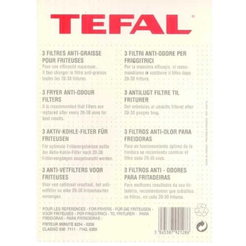 картинка Tefal 792128 Набор фильтров для фритюрницы Tefal Classic 7111-7142, 8289, 8254-8256 от магазина Интерком-НН фото 2