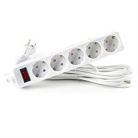 картинка Сетевой фильтр Космос 5 розеток, 5 м, пвс 3х0,75мм2, белый  от магазина Интерком-НН