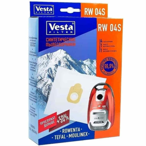 изображение Vesta filter RW04S комплект мешков-пылесборников синтетических (4шт+ 2 фильтра) для пылесоса Rowenta, Tefal, Moulinex магазин Компании Интерком-НН картинка Vesta filter RW04S комплект мешков-пылесборников синтетических (4шт+ 2 фильтра) для пылесоса Rowenta от магазина Интерком-НН