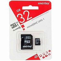 картинка Память microSDHC UHS-I 32Gb SmartBuy class10 с адаптером (SB32GBSDCL10-01) от магазина Интерком-НН