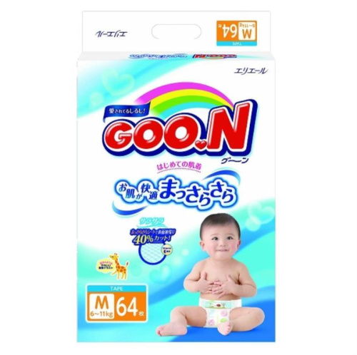 изображение Подгузники на липучках GOON M, 6-11кг, 64шт магазин Компании Интерком-НН картинка GOON M Подгузники на липучках, 6-11кг, 64шт от магазина Интерком-НН