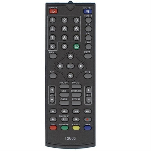 изображение Huayu T2603 (20771) пульт дистанционного управления (ПДУ) для DVB-T2 приставок SkyVision магазин Компании Интерком-НН картинка Huayu T2603 (20771) пульт дистанционного управления (ПДУ) для DVB-T2 приставок SkyVision от магазина Интерком-НН