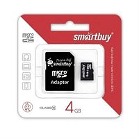 картинка Память Micro SD 4Gb Smart Buy class10 с адаптером (SB4GBSDCL10-01) от магазина Интерком-НН