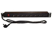 картинка Блок электрических розеток 8 шт. 220V с шнуром питания 19" от магазина Интерком-НН