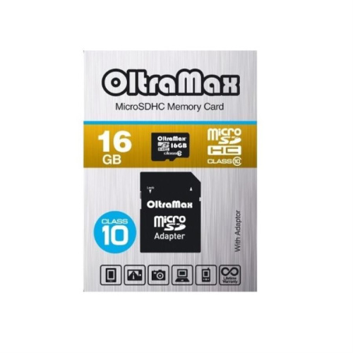 картинка Память Micro SD 16Gb OltraMax class10 с адаптером (OM016GCSDHC10) от магазина Интерком-НН