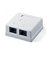 картинка Розетка компьютерная внешняя 2xRJ45, неэкранированная, cat.5e, тип Krone, белая от магазина Интерком-НН