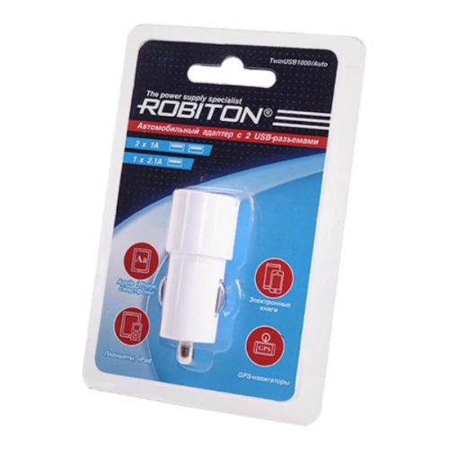 картинка Robiton TwinUSB1000/Auto Автомобильное зарядное устройство с 2 USB выходами от магазина Интерком-НН фото 2