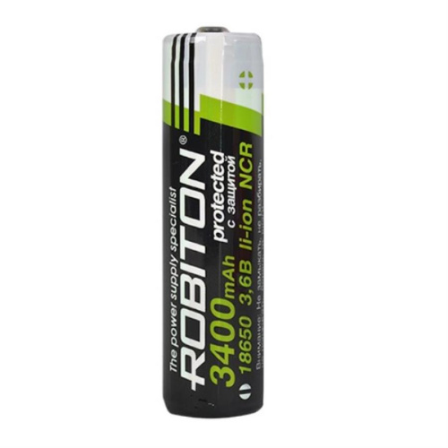 картинка Robiton 3.4/Li18650 Аккумулятор Li-ion 18650 NCR 3.6 В, 3400mAh, с защитой от магазина Интерком-НН