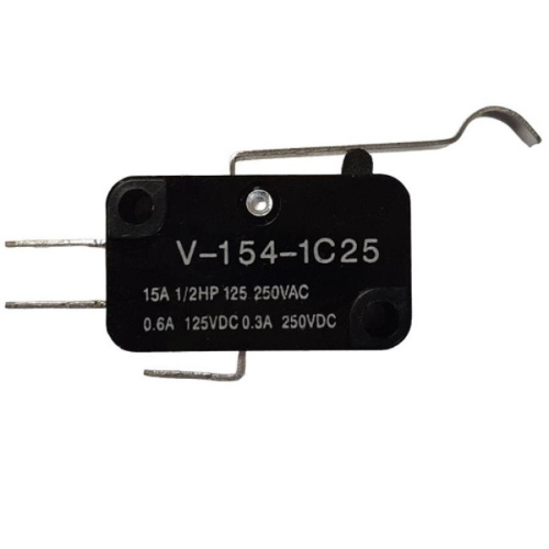 картинка Микропереключатель 3-х контактный V-154-1C25 250V 15A с рычагом 27мм для микроволновой печи (СВЧ) от магазина Интерком-НН
