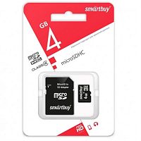 картинка Память Micro SD 4Gb SmartBuy class4 с адаптером (SB4GBSDCL4-01)  от магазина Интерком-НН
