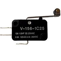 картинка Микропереключатель 3-х контактный V-156-1C25 250V 15A рычаг с роликом 25мм для микроволновой печи  от магазина Интерком-НН