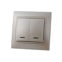 картинка Выключатель 2-клавишный с подсв. LEZARD MIRA жемчужно-белый перламутр 701-3030-112 от магазина Интерком-НН