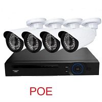 картинка Комплект уличного IP видеонаблюдения TinoSec 4 видеокамеры IP POE 8-ми кан.  IP видеорегистратор POE от магазина Интерком-НН