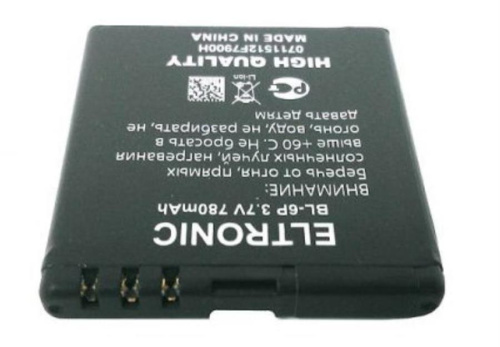 изображение Аккумулятор BL-6P для Nokia 6500c/7900 780mAh 3.7V (Premium) магазин Компании Интерком-НН картинка BL-6P Аккумулятор для Nokia 6500c/7900 780mAh 3.7V от магазина Интерком-НН