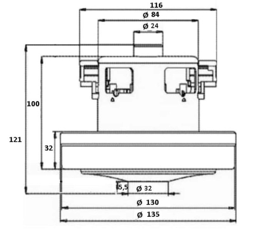 картинка Универсальный двигатель для пылесоса 11ME84 (ML23160B13) 2000 Вт, D=135мм, H=121мм  от магазина Интерком-НН фото 2