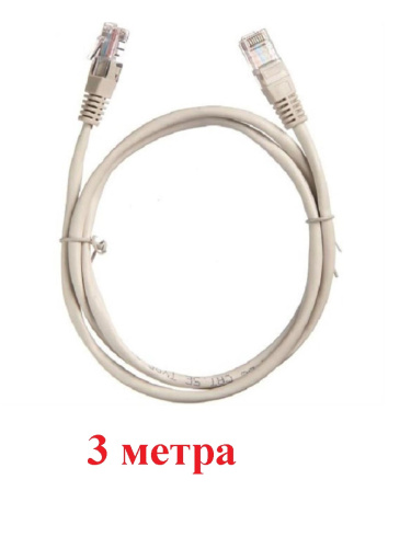 картинка Патч-корд UTP cat. 5e 3м ВС, LSZH (серый) неэкранированный, литой коннектор Technolink от магазина Интерком-НН