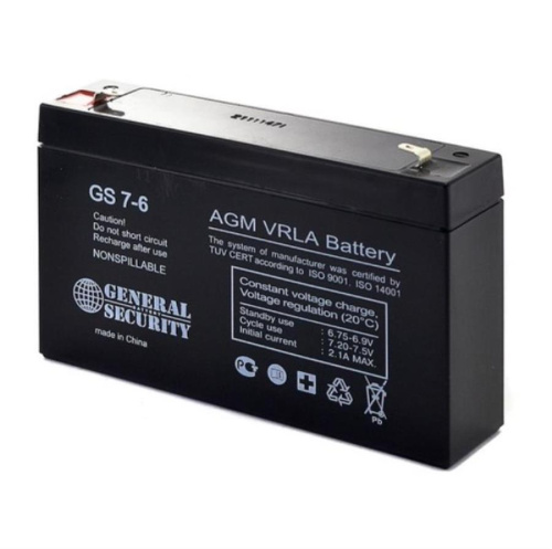 картинка GENERAL SECURITY GS 7-6 Аккумуляторная батарея необслуживаемая 6В, 7А/ч от магазина Интерком-НН