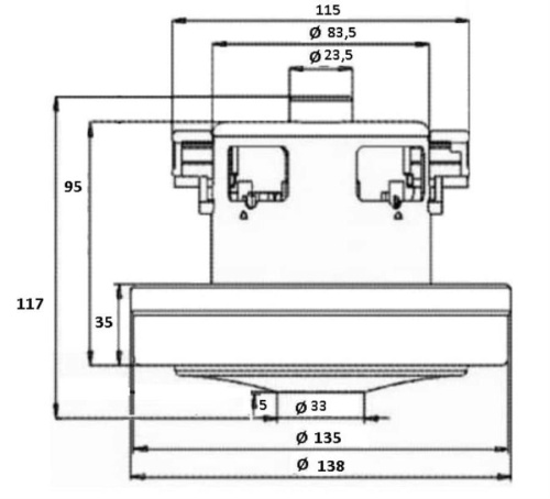 картинка Двигатель VCM-1600-S для пылесоса H=117мм, D=135мм, 1600Вт от магазина Интерком-НН фото 3