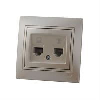 картинка Розетка компьютер+телефон LEZARD MIRA жемчужно-белый перламутр 701-3030-143 от магазина Интерком-НН