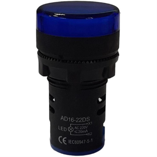 картинка Индикатор светодиодный AD16-22DS (217(13)) синий D=22мм, 220В от магазина Интерком-НН
