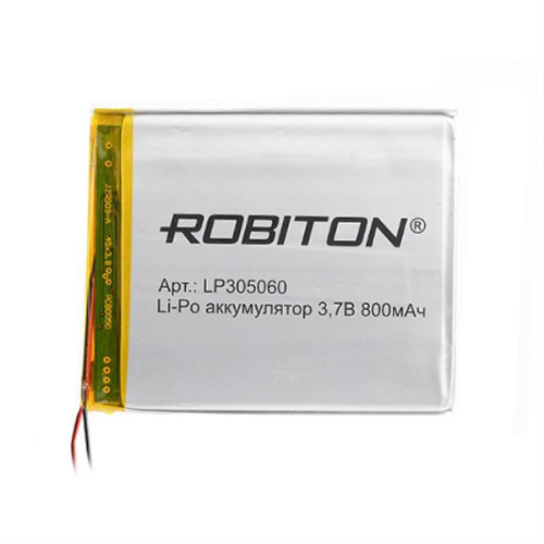 изображение Аккумулятор Li-Po 3.7 В, 800mAh Robiton LP305060 магазин Компании Интерком-НН картинка Robiton LP305060 Аккумулятор Li-Po 3.7 В, 800mAh от магазина Интерком-НН