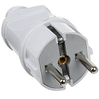 картинка UNIVersal А101 вилка сетевая прямая 16А 250В с заземляющими контактами (белая)  от магазина Интерком-НН