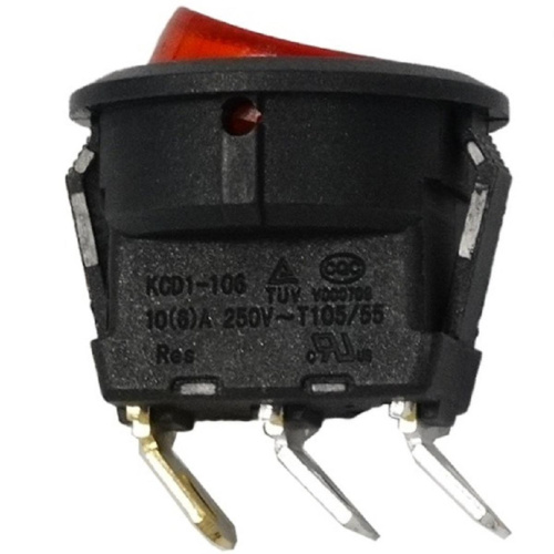 картинка KCD1-106, 6 A, 250 В, Выключатель 3 контакта, красная клавиша от магазина Интерком-НН фото 3