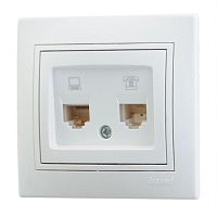 картинка LEZARD MIRA 701-0202-143 Розетка компьютер+телефон для скрытого монтажа, белая от магазина Интерком-НН