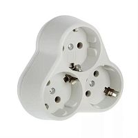 картинка UNIVersal АК303 Сетевой разветвитель тройник 3 гнезда, с заземляющими контактами, 16А 250В, круглый от магазина Интерком-НН
