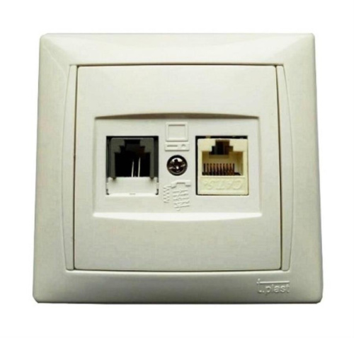 картинка T.plast 4302-043-0200 Розетка комбинированная телефон+компьютер, скрытой проводки от магазина Интерком-НН