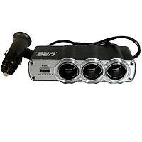 картинка Разветвитель автомобильный WF-0120 на 3 устройства с USB со шнуром от магазина Интерком-НН