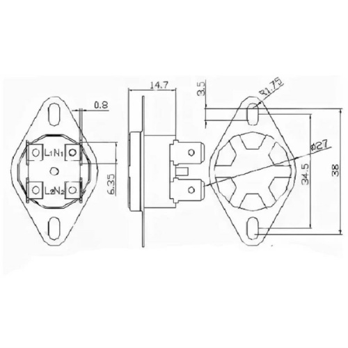 картинка KSD302X-16A250V-93NC термостат защитный биметаллический,  93°C нормально замкнутый 250V 16A от магазина Интерком-НН фото 4