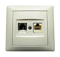 картинка T.plast 4302-043-0200 Розетка комбинированная телефон+компьютер, скрытой проводки от магазина Интерком-НН