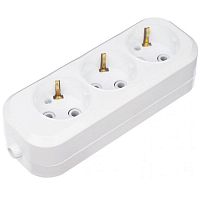 картинка Rexant 11-8704 колодка розеточная 3 гнезда 10А 250В с заземляющими контактами (белая) от магазина Интерком-НН