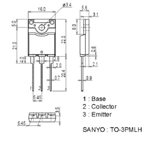 картинка Panasonic 2SC5793 (C5793) биполярный транзистор TO-3PF 800 V 20A от магазина Интерком-НН фото 2