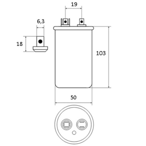 картинка Пусковой конденсатор CBB65A 30мкф, 450В для кондиционера в металлическом корпусе от магазина Интерком-НН фото 2