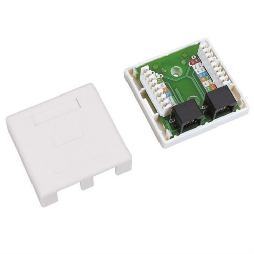 картинка WT-2015 Розетка компьютерная 2 порта RJ-45 cat.5e белая накладная от магазина Интерком-НН фото 2