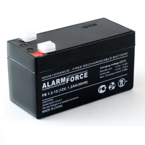 изображение Аккумулятор ALARM FORCE FB 1,2-12 (12В, 1,2А/ч ) магазин Компании Интерком-НН картинка ALARM FORCE FB 1,2-12 Аккумулятор 12В, 1,2А/ч от магазина Интерком-НН