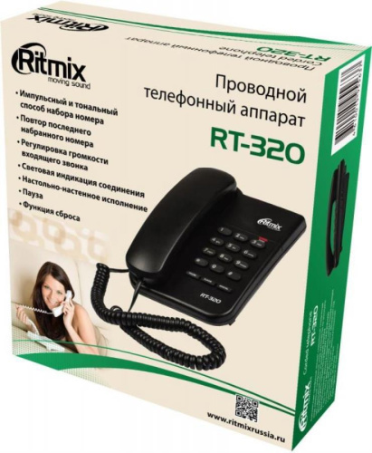 изображение Телефон проводной Ritmix RT-320 черный магазин Компании Интерком-НН фото 2 картинка Телефон проводной Ritmix RT-320 черный от магазина Интерком-НН фото 2