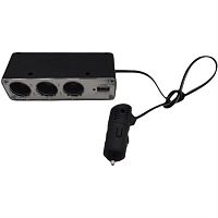 картинка Разветвитель автомобильный WF-0096 на 3 устройства с USB со шнуром от магазина Интерком-НН