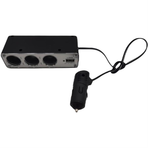 картинка Разветвитель автомобильный WF-0096 на 3 устройства с USB со шнуром от магазина Интерком-НН