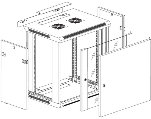 картинка Шкаф настенный 19", 12U, (600х600х635), собранный, серый от магазина Интерком-НН фото 2