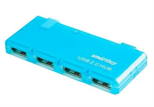 картинка Smartbuy SBHA-6110-B Разветвитель на 4 порта USB hub 2.0, голубой от магазина Интерком-НН