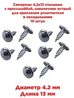 картинка Саморезы 4,2х13 10 штук, стальные с прессшайбой, для крепления уплотнителя в холодильнике  от магазина Интерком-НН