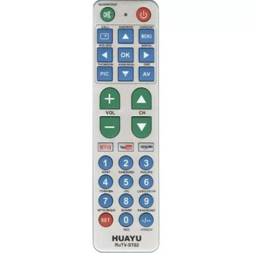 картинка Huayu RuTV-ST02 (21018) пульт дистанционного управления универсальный (ПДУ) для телевизоров  от магазина Интерком-НН