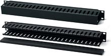 картинка Органайзер кабельный 19", 1U, металлический, с пластиковой крышкой, пластиковые кольца от магазина Интерком-НН