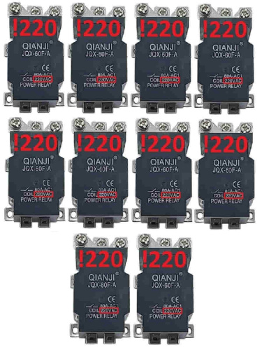 картинка Силовое реле Qianji JQX-60F-A-220 10шт. управление 220VAC, контакты 250В 80А от магазина Интерком-НН